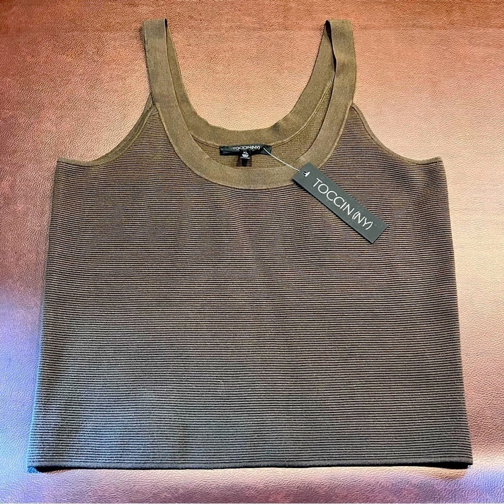 TOCCIN Brooke Knit Tank Top Brown XL - Picture 3 of 8